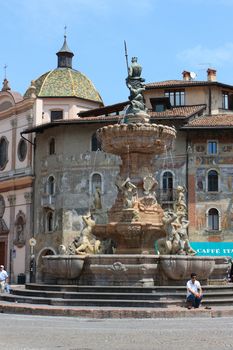 Fountain and beautiful buildings in the distance