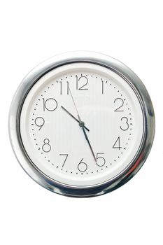 A clock on the white