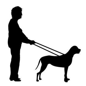Illustration of a woman being guided by a  dog