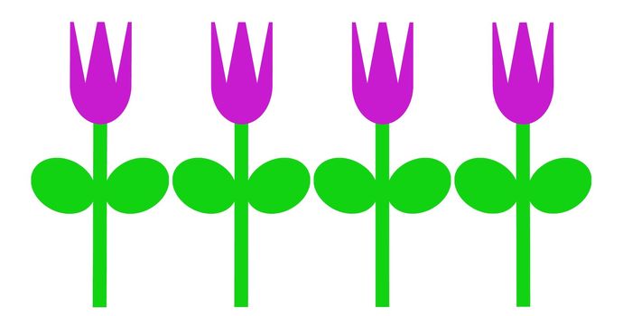 An simple illustration of purple tulips in the spring.