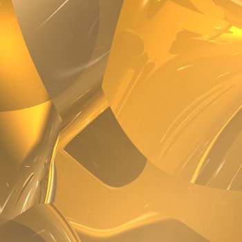 Modern digital shapes and light with a translucent gold and yellow effect.