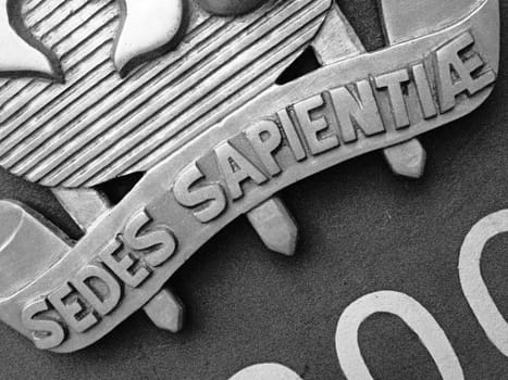 detail of coat of arms on the door of the Federal University of Santa Maria, Brazil