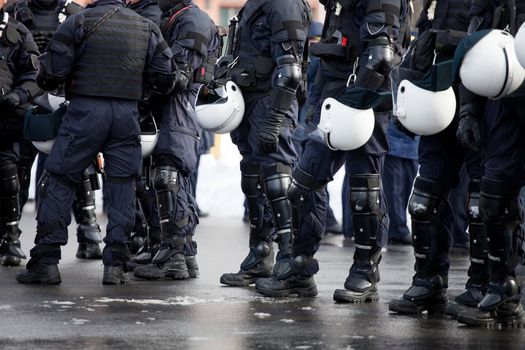 Riot Police unit waiting for orders