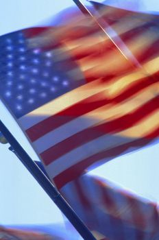 American Flag waving in the wind.