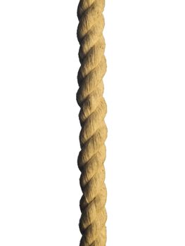 Close up of a brown rope isolated on white.