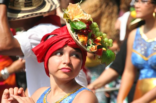 ROTTERDAM - SUMMER CARNIVAL, JULY 26, 2008. Carnival dancer in the parade at the Caribbean Carnival in Rotterdam on July 26.