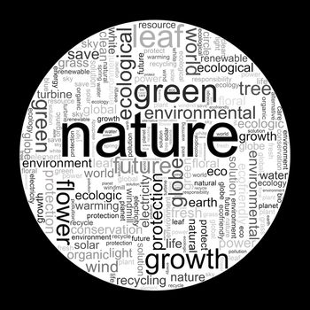 Nature illustration with many different terms like nature or world