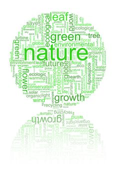 Nature illustration with many different terms like nature or world