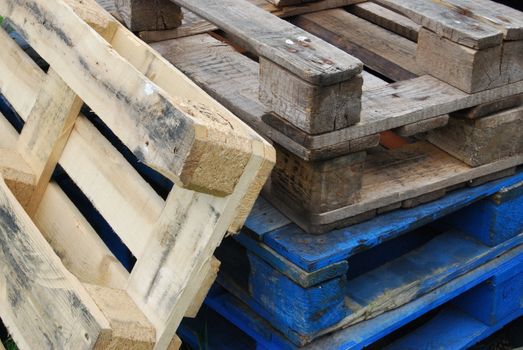 detail of a stack of wooden pallets