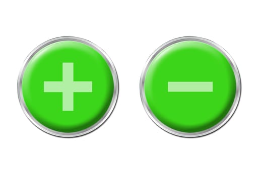 two round green controls on the white background