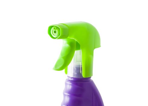 a green plastic sprayer isolated on the white background