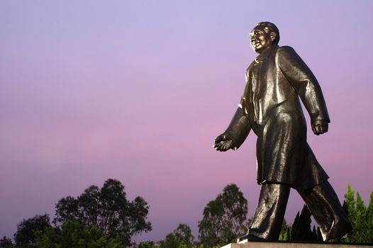 Shenzhen city, Lian Hua Shan park with big monument of Deng Xiao Ping. Photo taken at sunset.