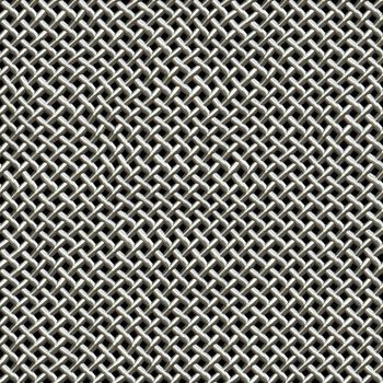 A silver metal wire mesh texture found on microphones.  This tiles seamlessly as a pattern in all directions.