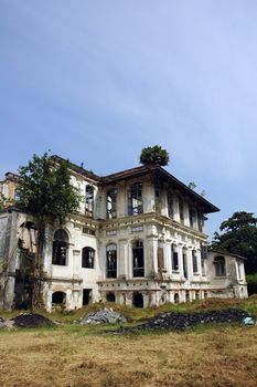 A deserted demolished old colonial heritage building