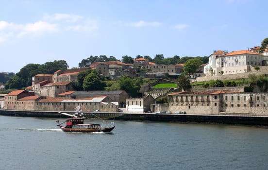 Touristic boat on the portugal river Douro in Porto