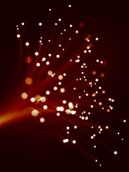 3d rendering of red optic fibers