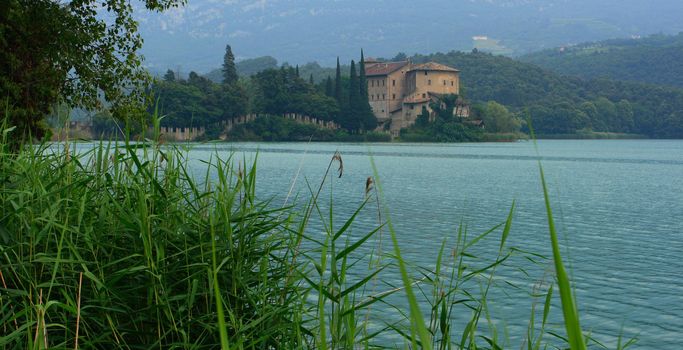 Santa Massenza lake with old castle