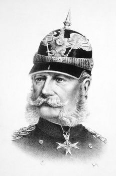 Wilhelm I (1797-1888) on engraving from the 1800s.
King of Prussia during 1861-1888 and first German Emperor during 1871-1888. Published in London by J.Hagger.