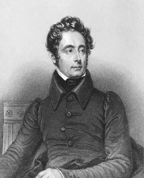 Alphonse de Lamartine (1790-1869) on engraving from the 1800s. French writer, poet and politician. Engraved by F.Holl from a picture by F.Gerard and published in London by Peter Jackson.