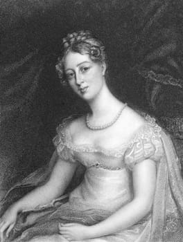 Anne Beckett on engraving from the 1800s. Engraved by Thomson and published by Whittaker & Co..