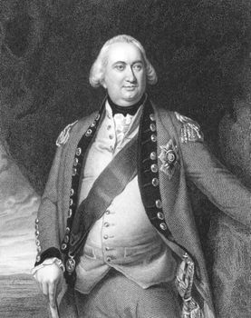 Charles Cornwallis, 1st Marquess Cornwallis (1738-1805) on engraving from the 1800s. British soldier and statesman. Best  remembered for his defeat at Yorktown in the American Revolution. Engraved by S.Freeman from a painting by J.S. Copley and published in London by Fisher, Son & Co in 1831.