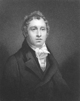 David Brewster (1781-1868) on engraving from the 1800s. Scottish mathematician, physicist, astronomer, inventor and writer. Engraved by W.Hall and published in London by Fisher, Son & Co in 1847.