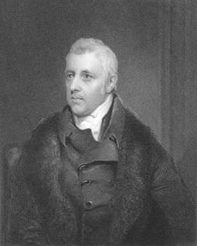 Dudley Ryder, 1st Earl of Harrowby (1762-1847) on engraving from the 1800s. Prominent British politician of the Pittite faction and the Tory party. Engraved by H.Robinson and published in London by Fisher, Son & Co in 1846.