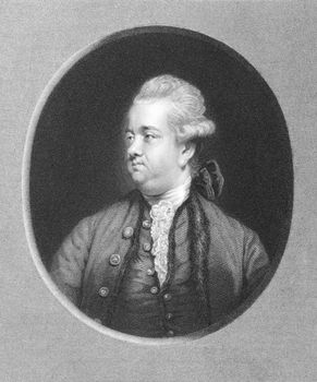 Edward Gibbon (1737-1794) on engraving from the 1800s. English historian and Member of Parliament. Engraved by W.Holl after a picture by J.Reynolds and published in London by Charles Knight, Ludgate Street.