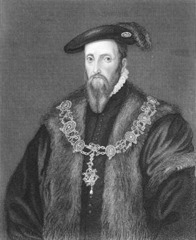 Edward Seymour, 1st Duke of Somerset (1506-1552) on engraving from the 1800s. Lord Protector of England during 1547-1549. Engraved from an original of Holbein and published in London by J.F.Tallis.