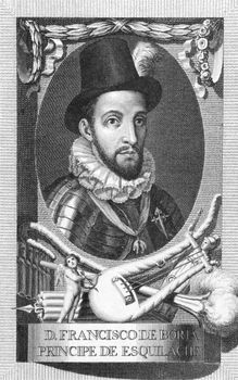 Francisco de Boria (1510-1572) on engraving from the 1800s. Spanish poet. 