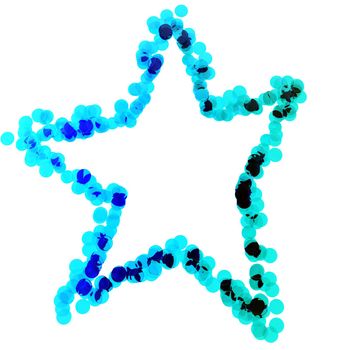 A blue star made of translucent blue spheres.