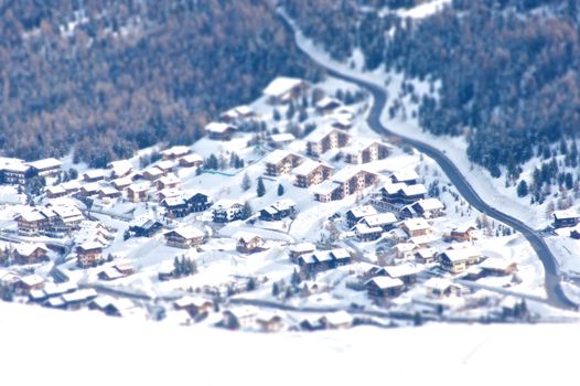 Alpine peaks in Livigno in Italy at the Swiss border.