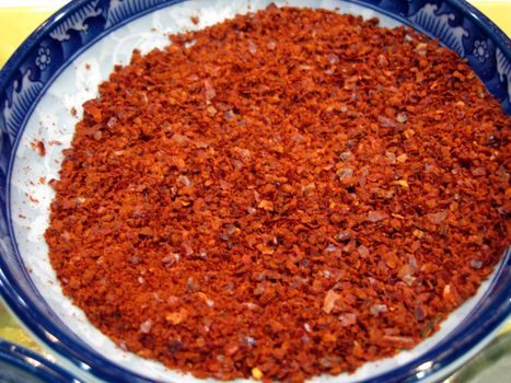 close up for korean chili powder for ingredient kimchi