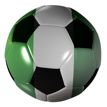 Traditional black and white soccer ball or football nigeria flag