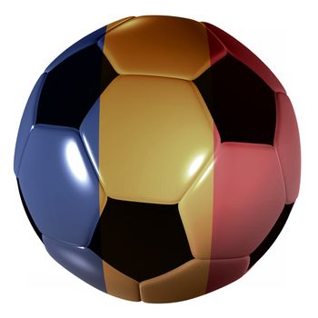 Traditional black and white soccer ball or football romanian flag