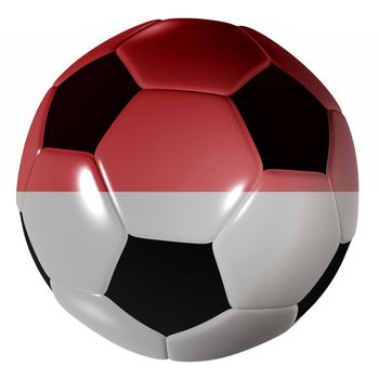 Traditional black and white soccer ball or football monaco flag