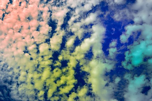 colorful cloudscape with lights of different colors