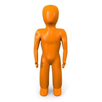 Orange muscle man facing forward on a white background