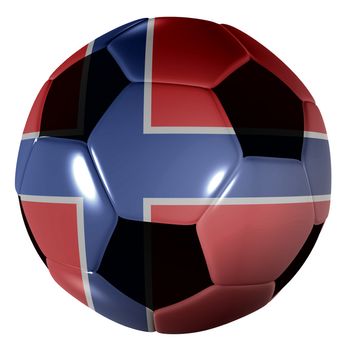 Traditional black and white soccer ball or football norway flag