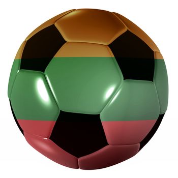 Traditional black and white soccer ball or football lithuania flag