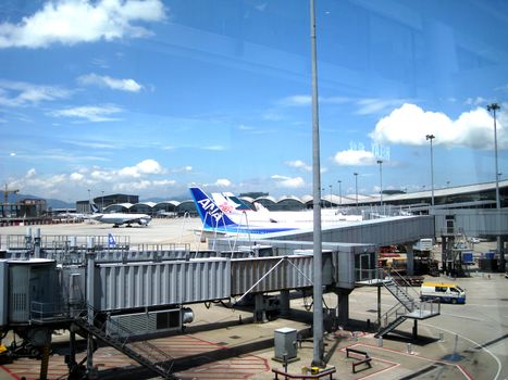 Charge and refuel airplane in Hong Kong airport