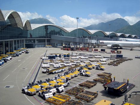 Charge and refuel airplane in airport