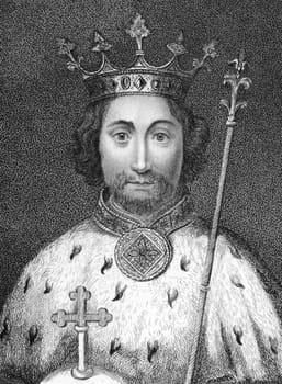 Richard II (1367-1400) on engraving from the 1800s.
King of England during 1377-1399. Published in 1806 by E.Jeffery,Pall Mall.