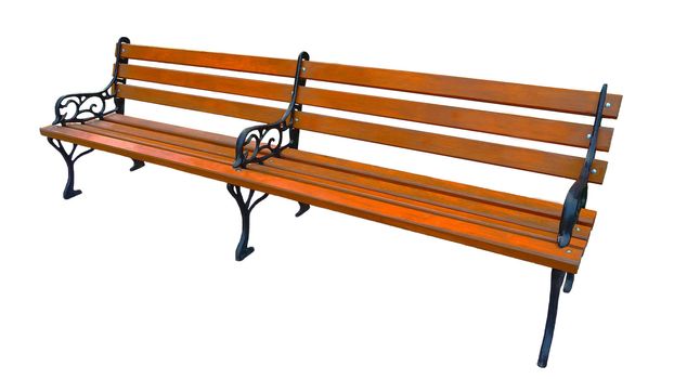 Long bench, isolated image