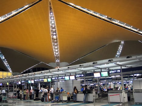 Airline passengers at the Kuala Lumpur International Airport, Malaysia