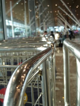 Row of trolleys in an airport, KLIA, malaysia
