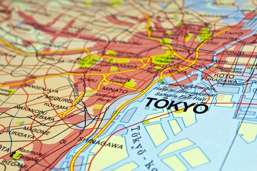 Road map of Tokyo City in Japan.