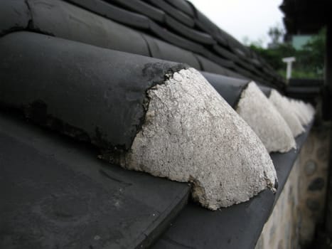 close up for roof of the old building at seoul, Korea