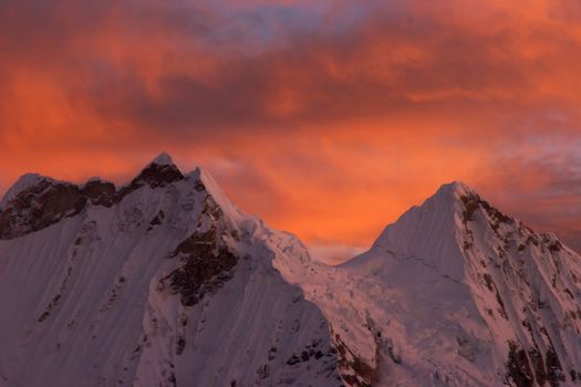 Nevados de Caras twin summits, Cordillera Blanca, Peru