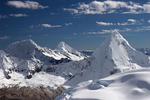 Artesonraju, Alpamayo and  Quitaraju mountains, Cordillera Blanca, Peru